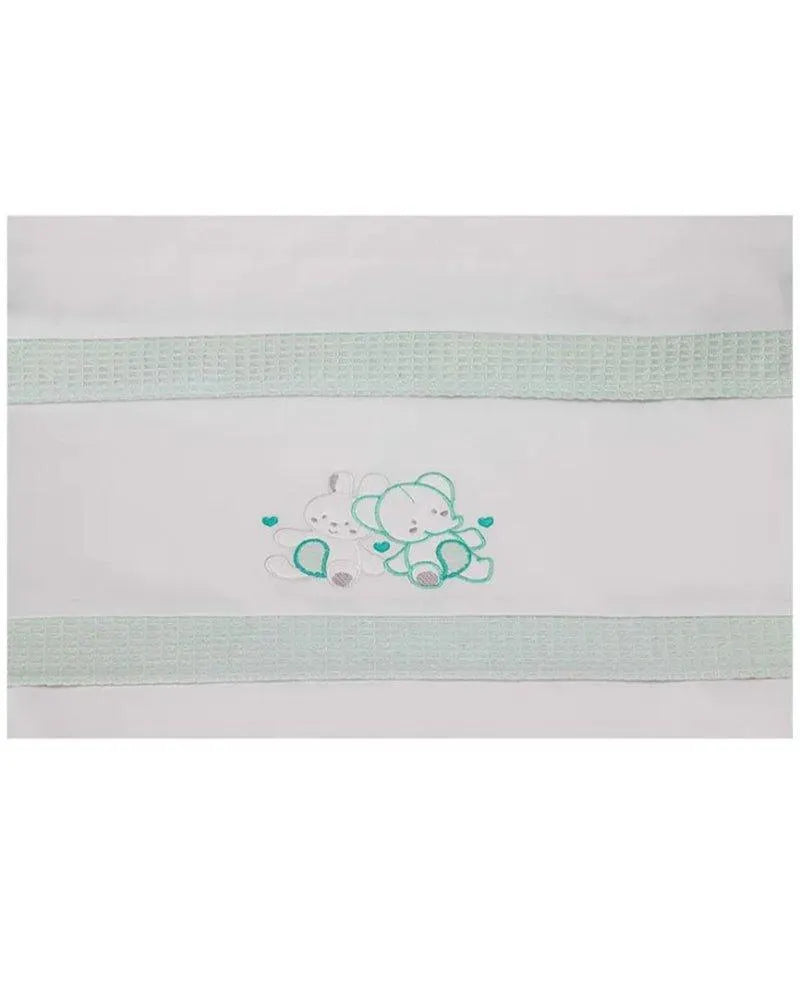 Parure de Lit 60×120cm - Blanc & Vert - Babyboss.ma - Interbaby - pour bébé maroc