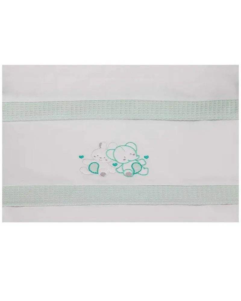 Parure de Lit 60×120cm - Blanc & Vert - Interbaby - Linge de lit pour bébé Maroc -www.babyboss.ma
