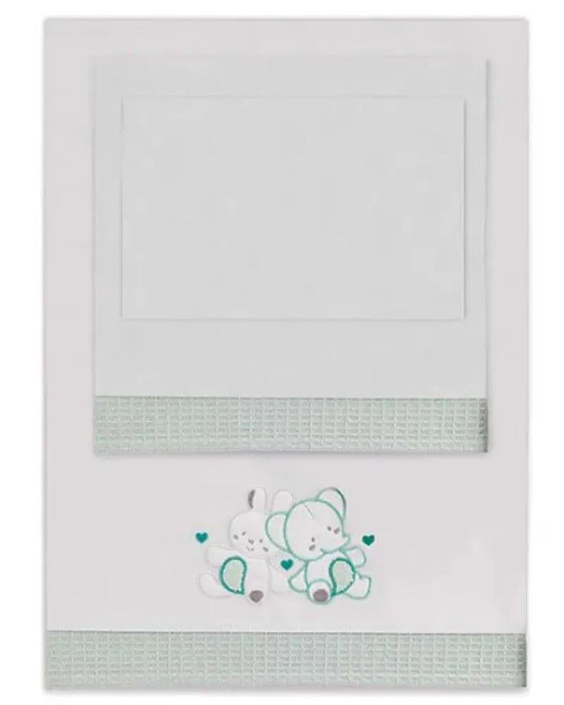 Parure de Lit 60×120cm - Blanc & Vert - Babyboss.ma - Interbaby - pour bébé maroc