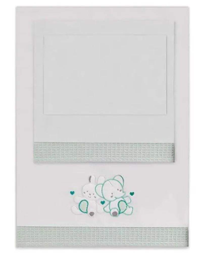 Parure de Lit 60×120cm - Blanc & Vert - Interbaby - Linge de lit pour bébé Maroc -www.babyboss.ma