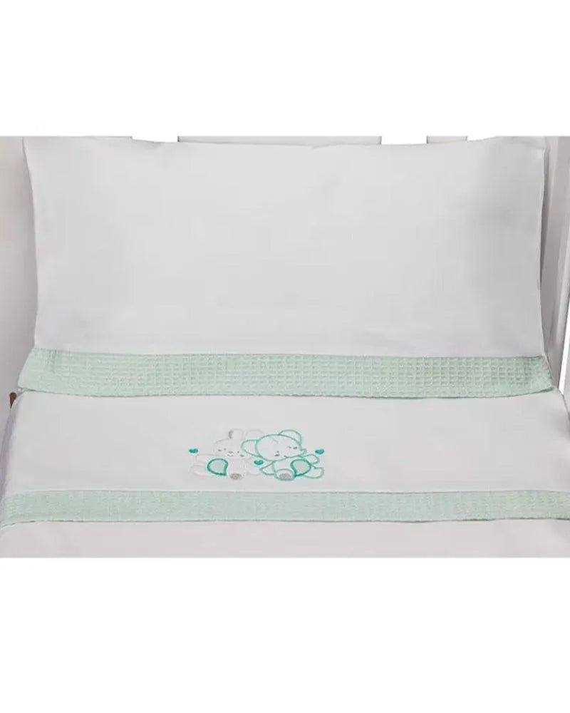 Parure de Lit 60×120cm - Blanc & Vert - Babyboss.ma - Interbaby - pour bébé maroc