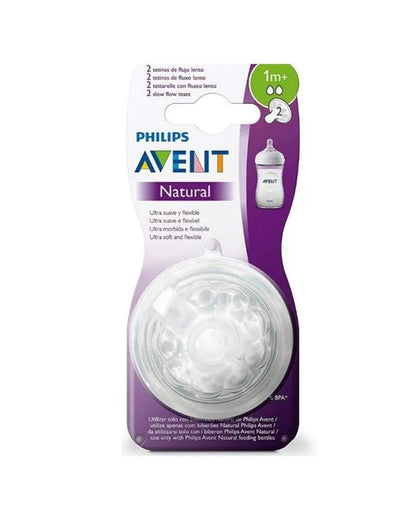 Philips Avent 2 Tétines Natural Débit Lent - 1mois+ - Babyboss.ma - Philips Avent - pour bébé maroc