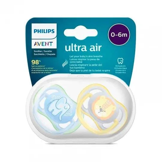 Philips Avent Sucette Ultra-Air Éléphant et Lion 0-6m 2 pcs - Babyboss.ma - Philips Avent - pour bébé maroc