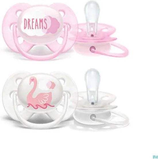 Philips Avent Ultra Soft Sucette Girl 0-6 Moins SCF222/02 2 pièces - Philips Avent - pour bébé Maroc -www.babyboss.ma