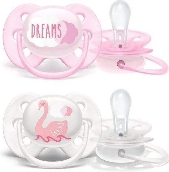 Philips Avent Ultra Soft Sucette Girl 0-6 Moins SCF222/02 2 pièces - Philips Avent - pour bébé Maroc -www.babyboss.ma