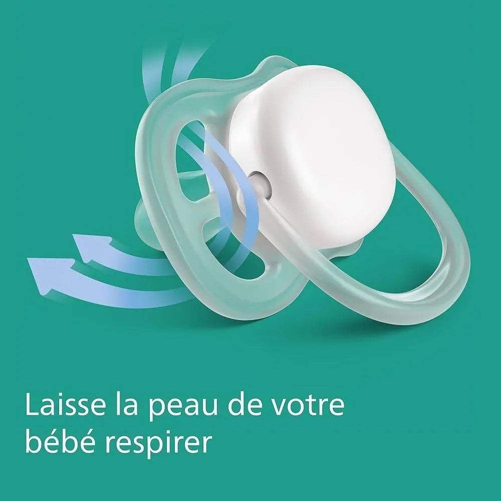Philips Avent Ultra Air Soother - 2 لهايات أطفال خفيفة وجيدة التهوية للأطفال الذين تتراوح أعمارهم بين 0 إلى 6 أشهر، خالية من مادة BPA ومع حقيبة حمل معقمة (موديل SCF085/58) - موقع BABYBOSS Philips Avent المخصص للأمهات ورعاية الأطفال.