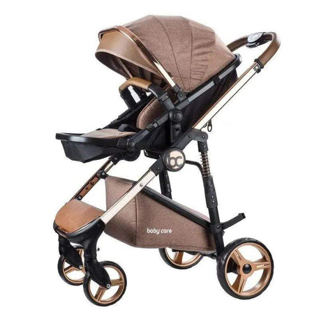 Poussette duo BABY CARE – marron gold - BABY CARE - Poussettes pour bébé Maroc -www.babyboss.ma