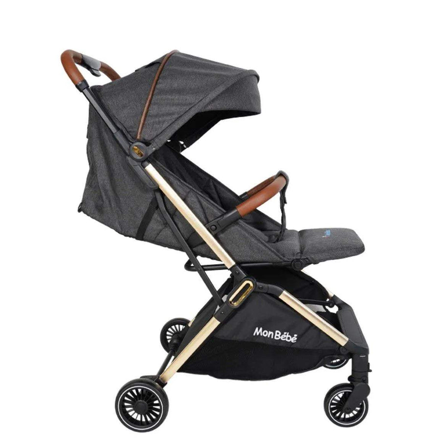 POUSSETTE GOLD EDITION AUTO-PLIANTE GRIS FONCE – MON BÉBÉ - mon bebe - pour bébé Maroc -www.babyboss.ma