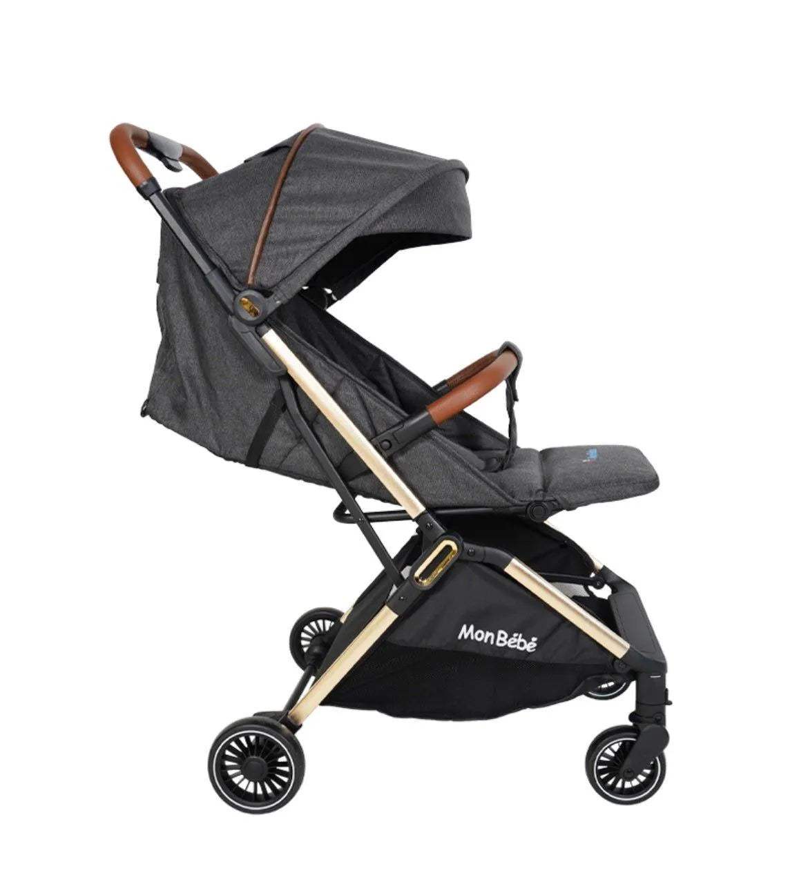 POUSSETTE GOLD EDITION AUTO-PLIANTE GRIS FONCE – MON BÉBÉ - mon bebe - pour bébé Maroc -www.babyboss.ma