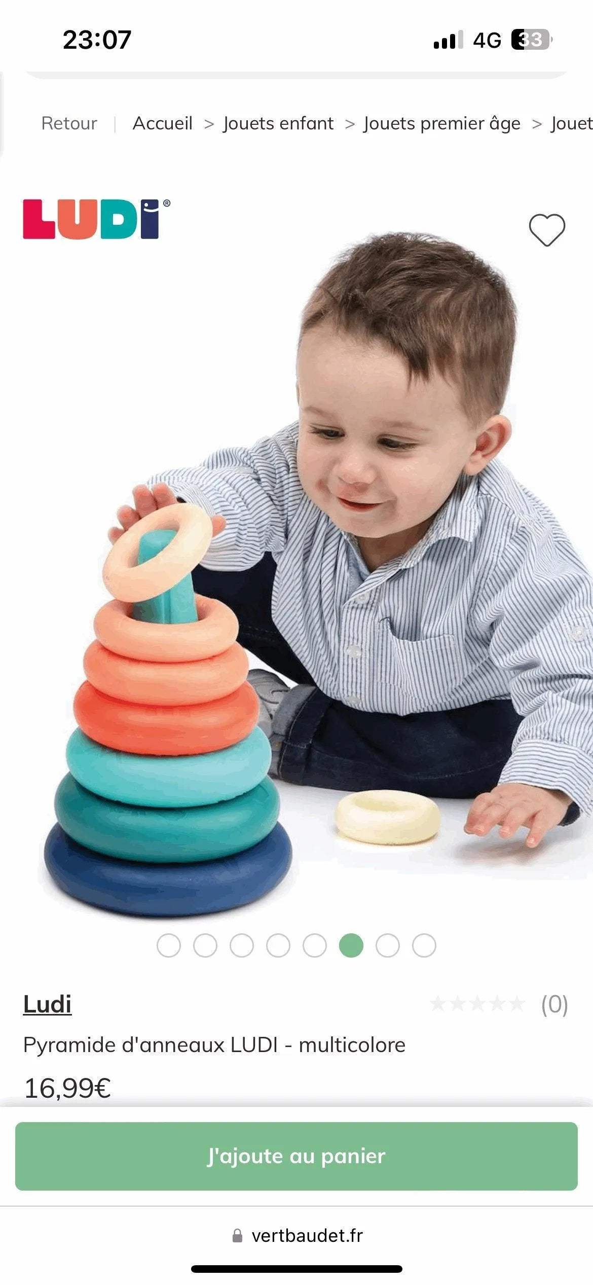 Pyramide d'anneaux LUDI - Ludi - - Babyboss.ma