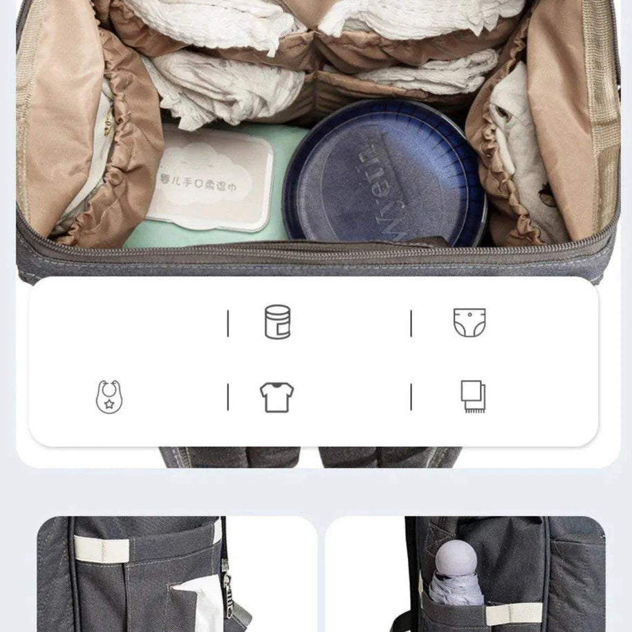 Sac à Dos à Langer avec Lit à Langer Lit Pliant Portable Convertible Multifonction - sac - pour bébé Maroc -www.babyboss.ma