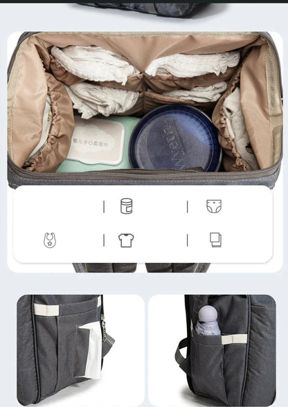 Sac à Dos à Langer avec Lit à Langer Lit Pliant Portable Convertible Multifonction - Babyboss.ma - sac - pour bébé maroc