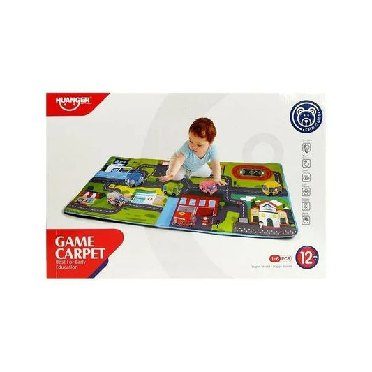 Tapis de jeu en tissu avec 6 voitures - Babyboss.ma - Huanger - pour bébé maroc