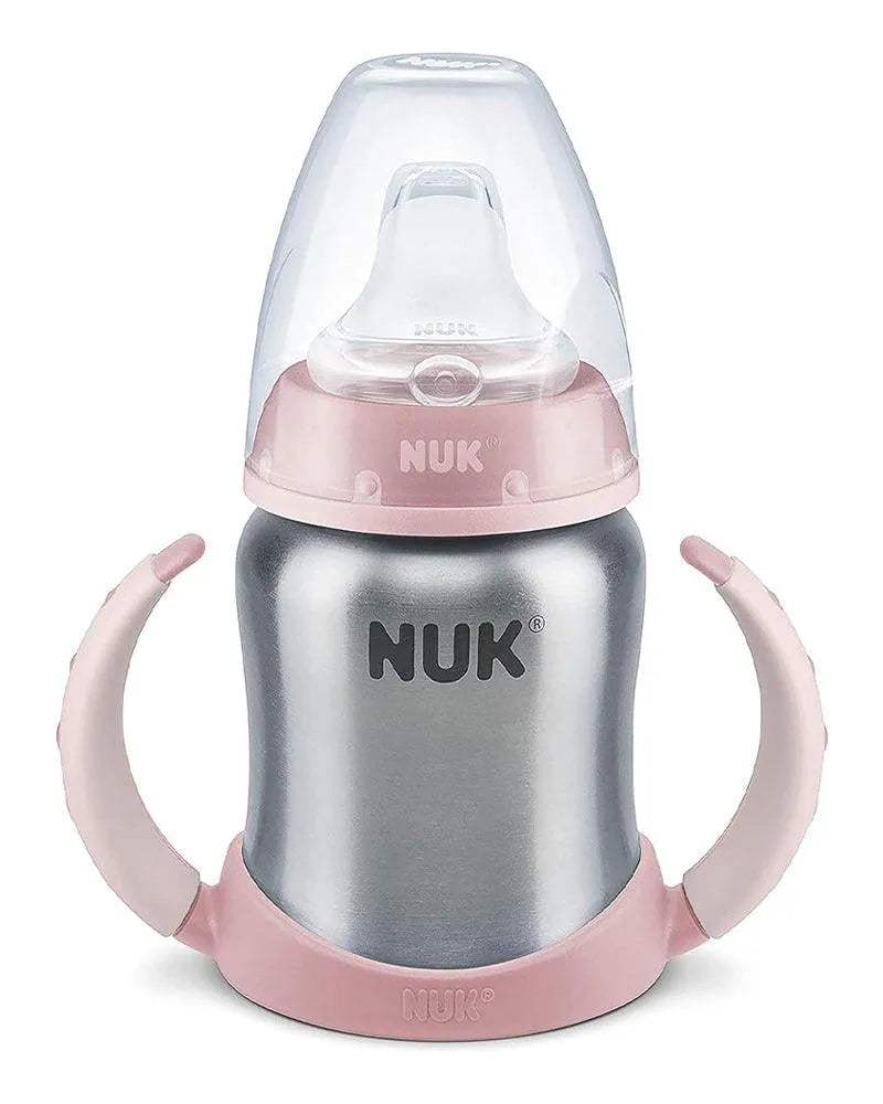 tasse-nuk-learner-stainless-steel-125ml-6-18m-rose-babyboss-ma-nuk-pour-bebe-maroc - Babyboss.ma -bebe-maroc