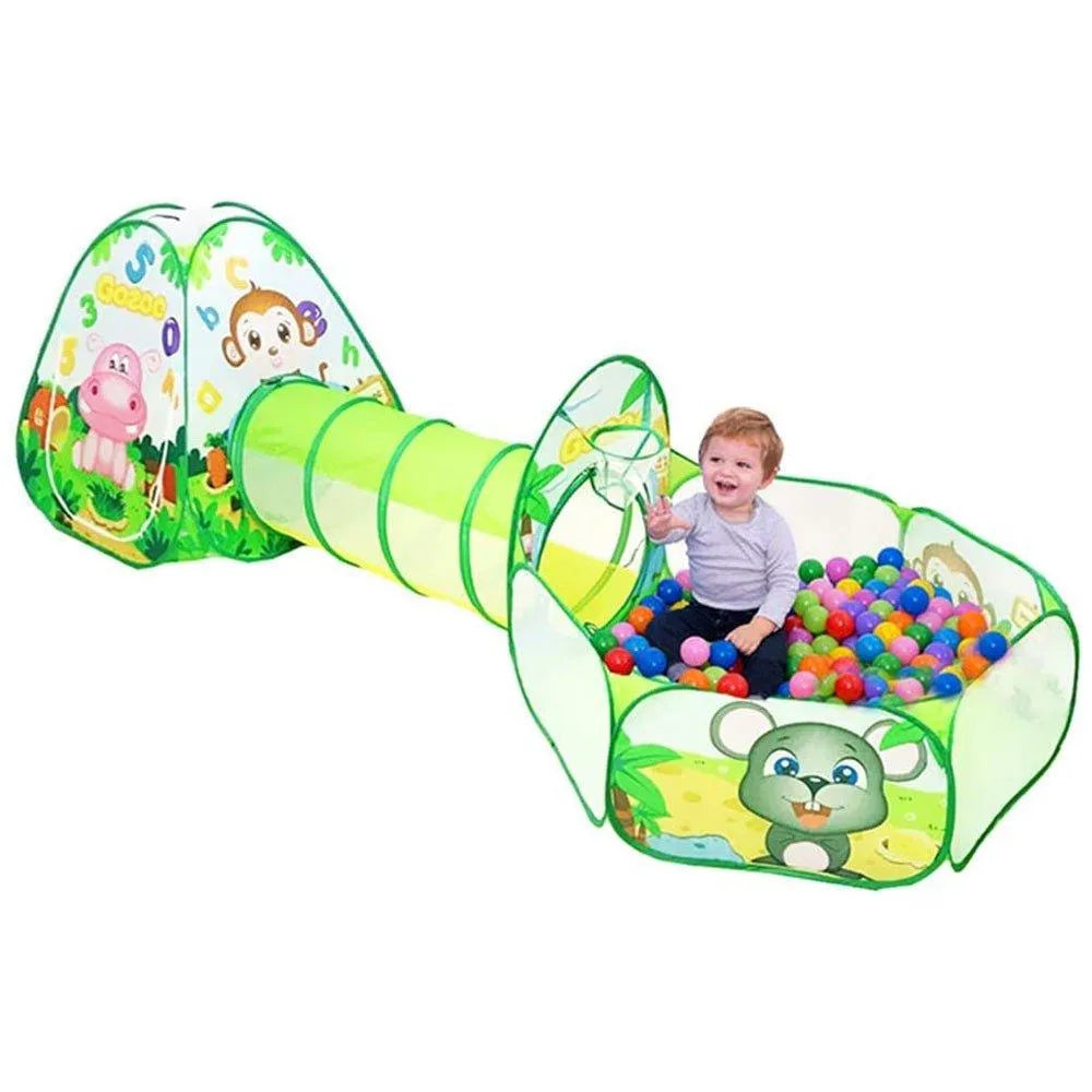 Tente de jeu Tunnel 3 en 1 - OceanPool Vert - babyboss toys - pour bébé maroc