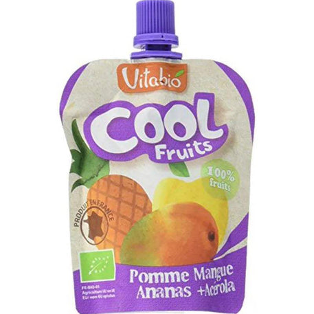 Vitabio COOL FRUITS Pomme Mangue Ananas & Acérola 4x90g - Vitabio - Alimentation pour bébé Maroc -www.babyboss.ma