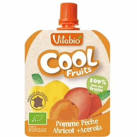 Vitabio COOL FRUITS Pomme Pêche & Abricot d'Occitanie 4x 90g - Vitabio - Alimentation pour bébé Maroc -www.babyboss.ma