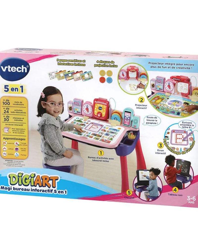 Vtech Magi bureau interactif 5 en 1 Rose - 3-6A - Vtech - Jouets d'activités pour bébé Maroc -www.babyboss.ma