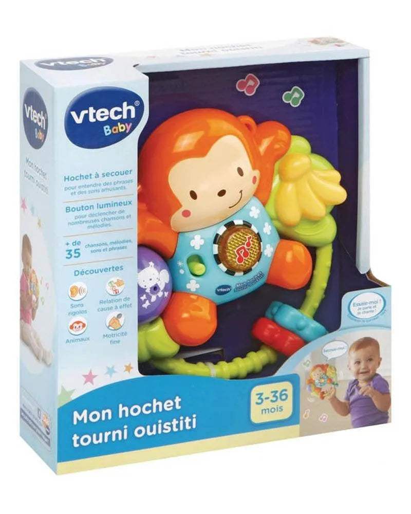 Vtech Mon Hochet Tourni Ouistiti 3-36M - Vtech - Hochets pour bébé Maroc -www.babyboss.ma
